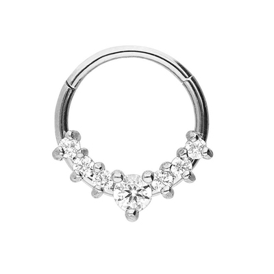 316L Surgical Steel Seent Nose Ring Zircon Septum Clicker Ea