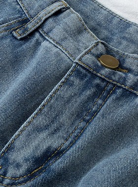 Fitaylor 2022 New Summer Women High Waist Blue Wide Leg Deni