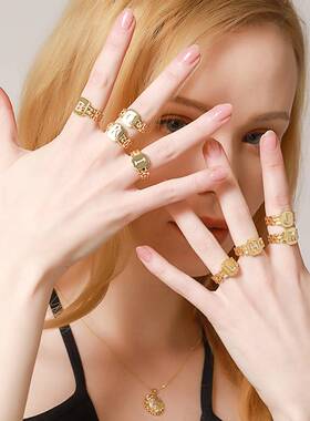 Blogger Ring Letter Series Plating Gold Jewelry Watch Band L