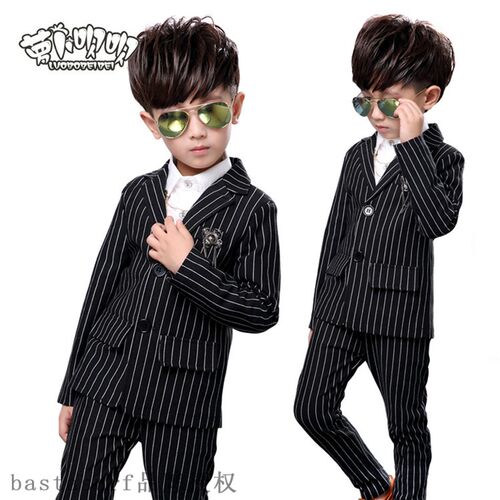 极速Radish Bai Bai spring new boys suit two-piece set Korea
