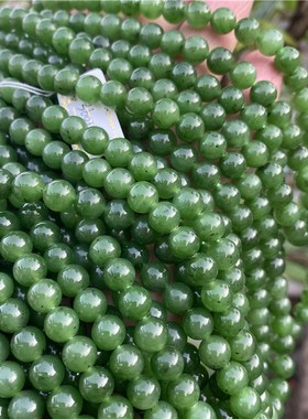 天然俄罗斯碧玉圆珠女款项链冰底阳绿菠菜绿水头好杂裂的珠子不多