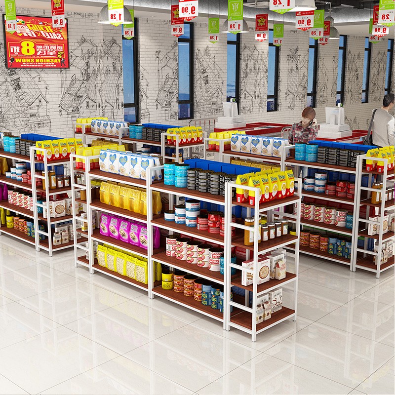 中岛柜展示台双面超市货架展示架多层零食架流水台精品展示柜定做