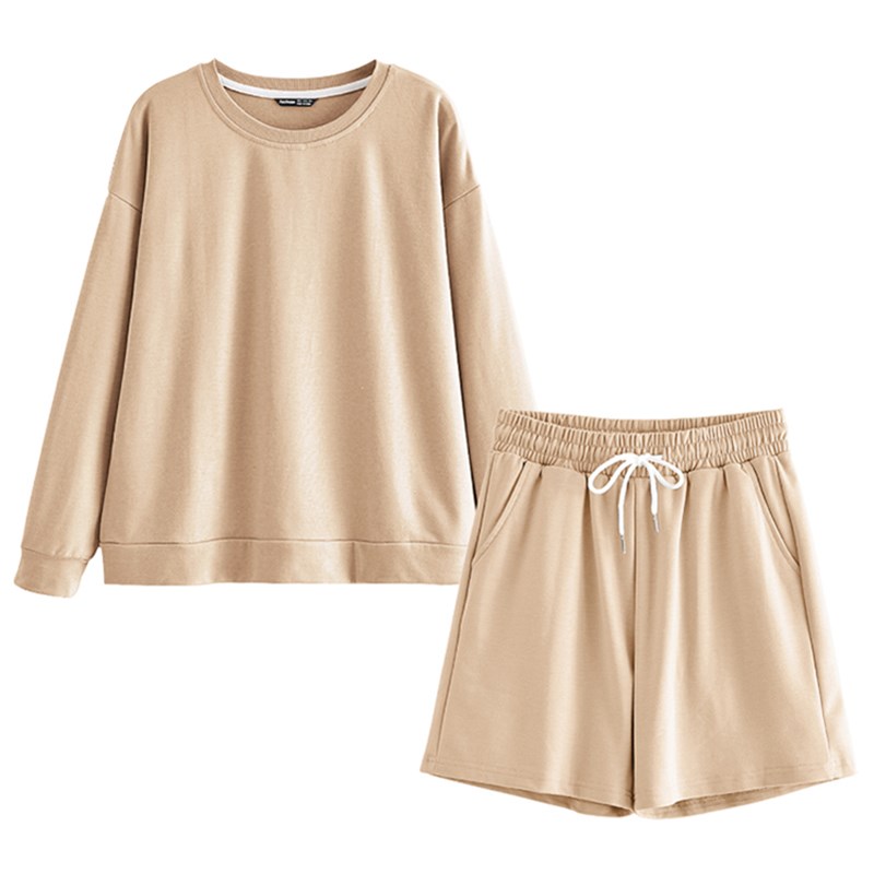 Aachoae Women Solid Casual Tracksuits 2021 Loose O Neck Tshi