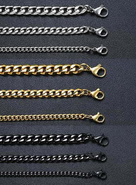 Vnox Men Simple 3-11mm Stainless Steel Cuban Link Chain Neck