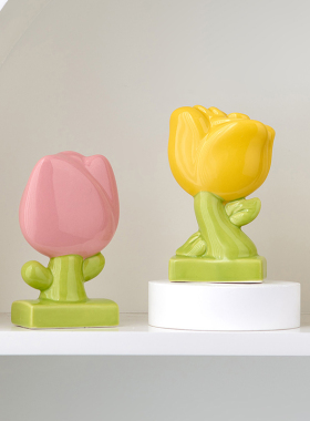 创意陶瓷花朵办公室桌面装饰摆件玄关客厅电视柜女生儿童房间摆设