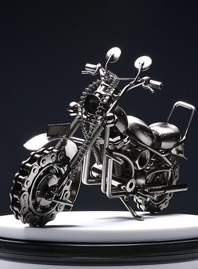 复古铁艺摩托车摆件创意家居电视酒柜书房工艺品装饰摆设男生礼物