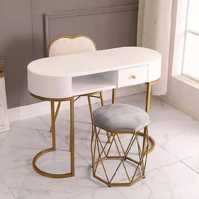 椅桌北欧式脚美甲店铺桌椅套装60台布玻璃网工作台收纳三人双台面