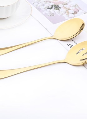 5Pcs Gold Dinnerware Set Stainless Steel Cutlery Serving Ute