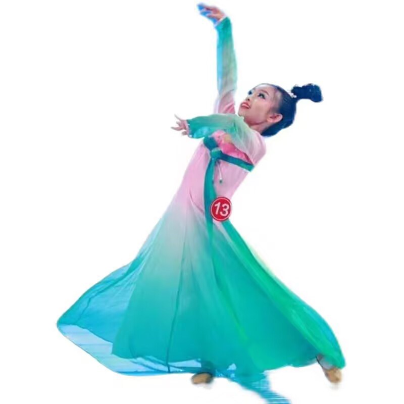 小兰花奖玉灵儿舞蹈服儿童扇子舞飘逸中国风女童汉唐古典舞演出服