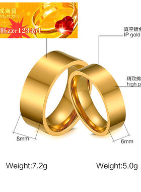 ring厂家时尚供应简约钛钢电镀金色情侣手饰情侣戒指对戒