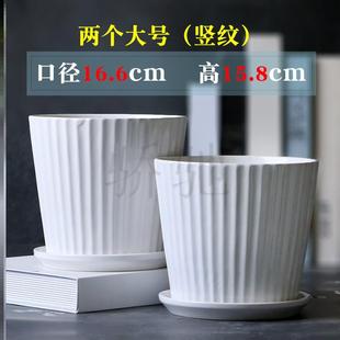 玫瑰花专用花盆北欧现代简约种草莓的花盆陶瓷客厅朱顶红用带托盘