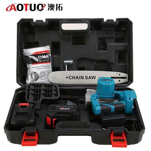 跨境新款12寸锂电链锯 户外伐木电动小型充电手持电锯 伐木锯