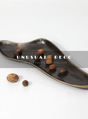 极速现代欧式轻奢样板间饰品古铜色不规则金属果盘客厅餐桌面摆盘