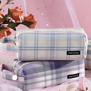 极速6 Colors Simplicity Canvas Pencil Case Large Capacity Bi
