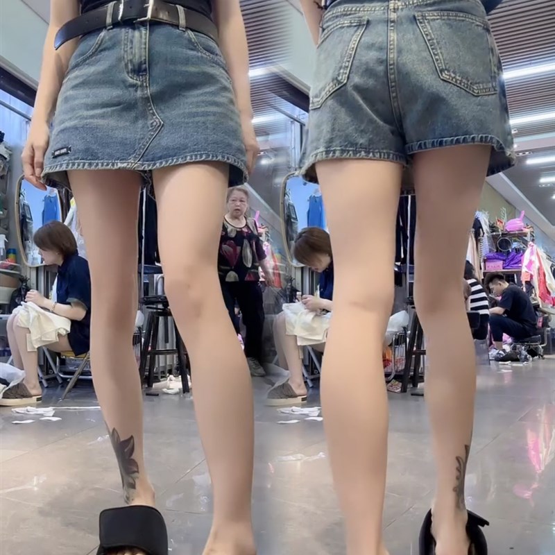 蓝色牛仔短裙女高腰夏季新款大码胖mm遮肚子遮胯显瘦a字半身裙裤