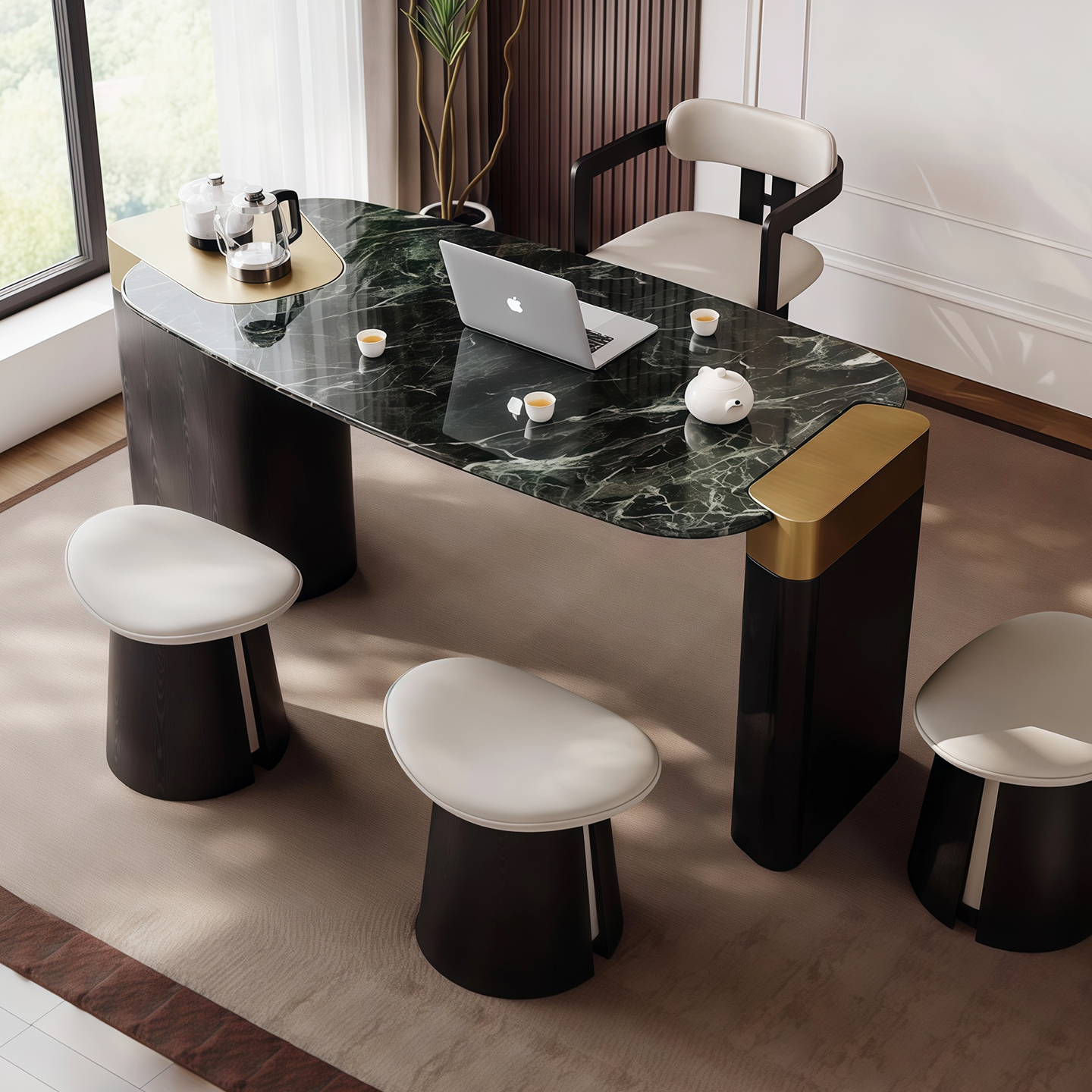 新款奢石茶桌椅组合轻奢高级感