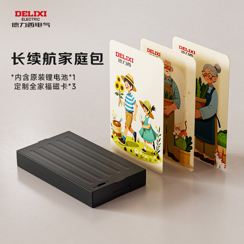【长续航家庭包】德力西全家福磁卡3张+充电锂电池1块（4200mAh）
