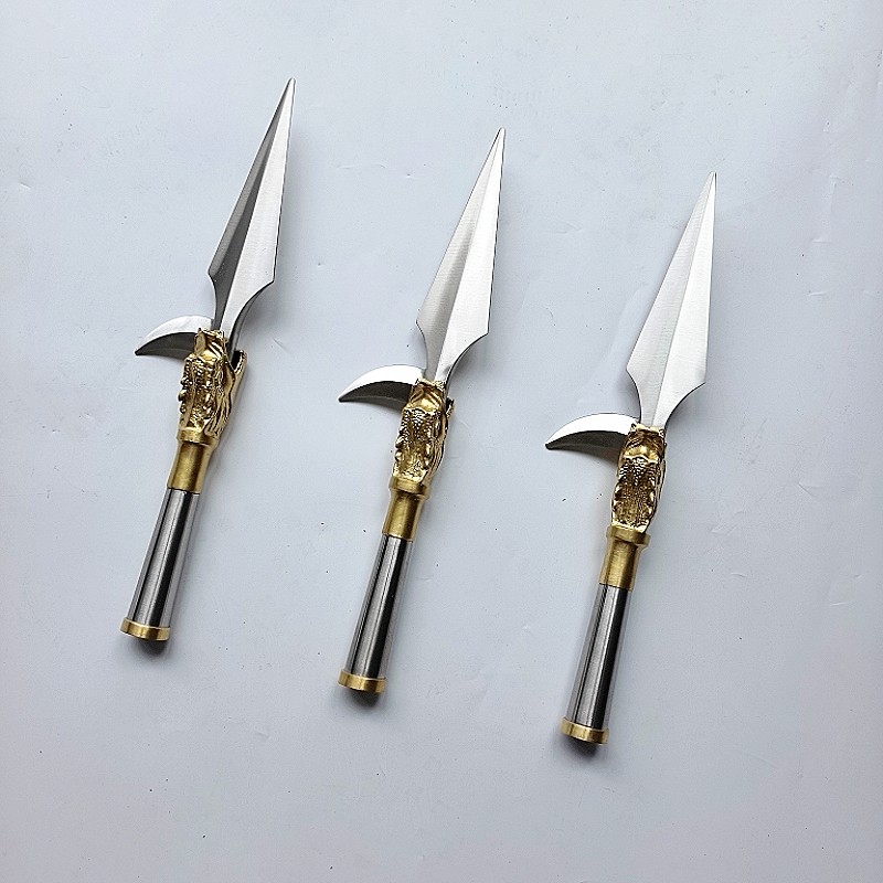 武术钩镰枪头长枪不锈钢锻打枪红缨枪钩镰枪武术器械霸王枪未开刃