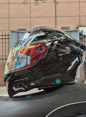 摩托车头盔送蓝牙男女揭面盔幻彩镜冬双镜全覆式四季新国标3C