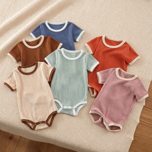 初生婴儿服装 三角连哈衣新生儿连体衣爬爬服 宝宝衣服包屁衣夏短袖