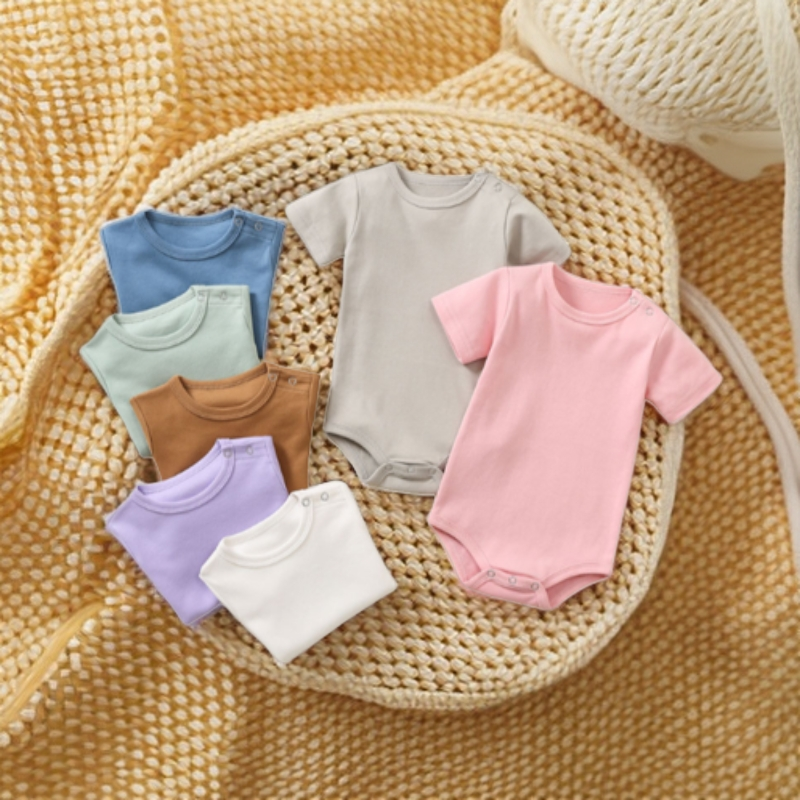 100%纯棉婴儿衣服夏短袖三角哈衣爬爬服宝宝连体衣新生儿包屁百天