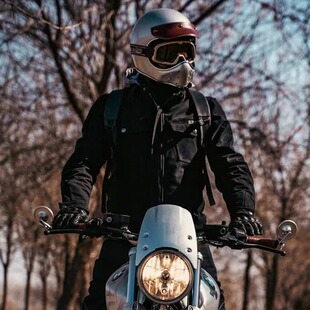 杜汉骑行服男复古夹克摩托车四季机车通勤衣服网衣可拆防摔装备