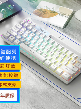 狼蛛F3061机械手感键盘61键迷你有线小键盘RGB台式电脑笔记本游戏