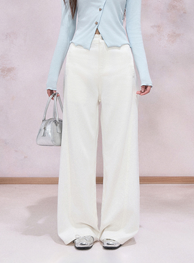 NCXK-百搭阔腿牛仔裤春夏宽松微弯刀裤显瘦垂感浅色长裤KZ26003