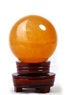 天然黄色方解石球摆件黄色水晶球摆件原石打磨水晶球摆件