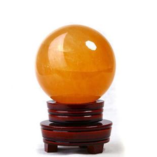 天然黄色方解石球摆件黄色水晶球摆件原石打磨水晶球摆件