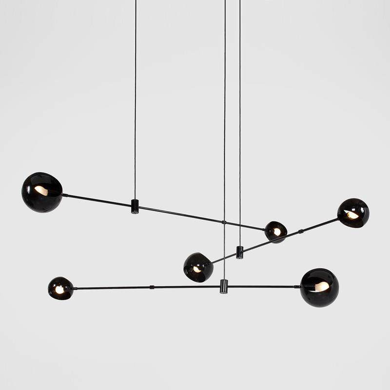 北欧吊灯客厅灯线条黑色罩子平衡杆创意餐厅书房卧室艺术灯具