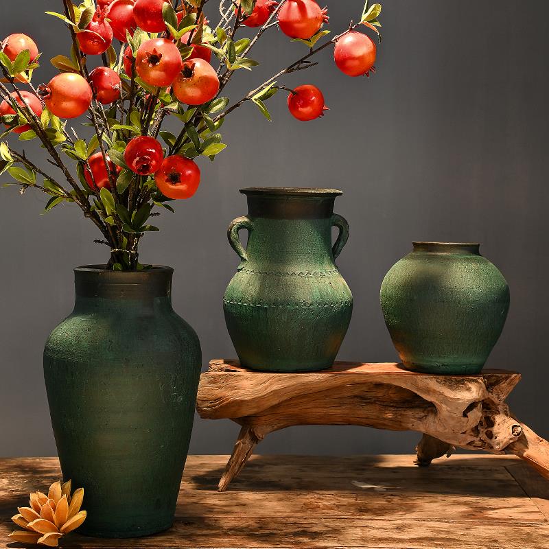 复古陶罐手工粗陶多肉花盆花瓶花器土陶罐瓦罐新中式插干花特北秦