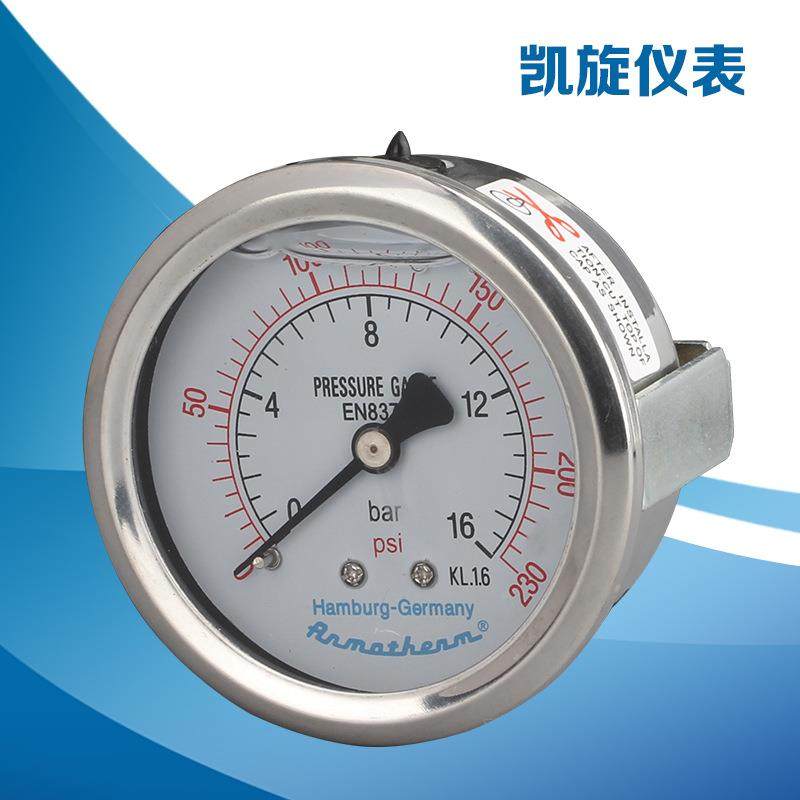 耐震压力表YN60ZK 卡子式 面板安装轴向水压油压M14*1.5 2分