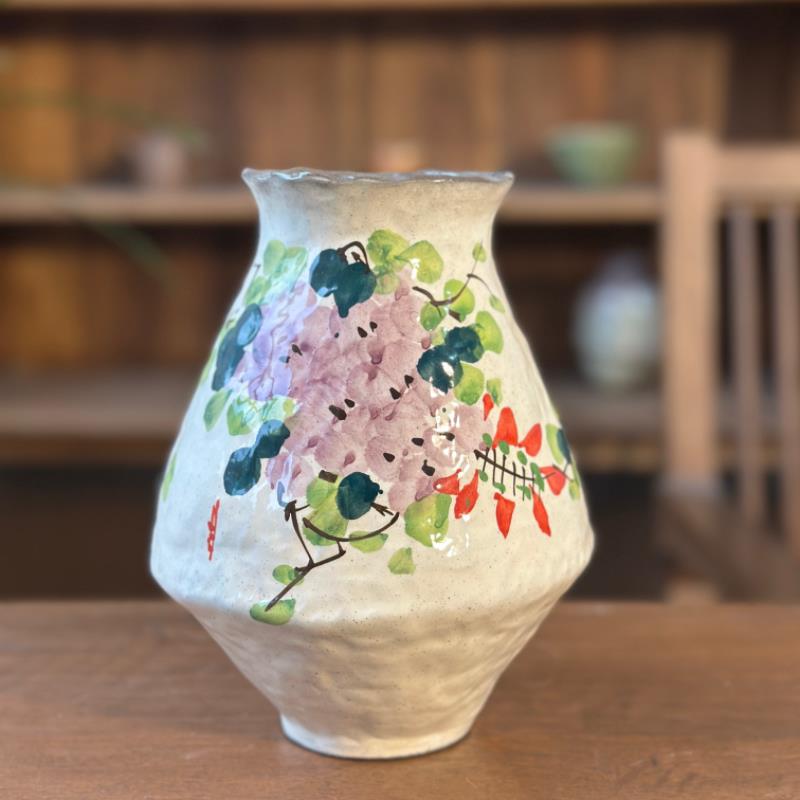 景德镇新中式花瓶花器客厅茶室摆件青花牡丹陶瓷花瓶小号家居装饰