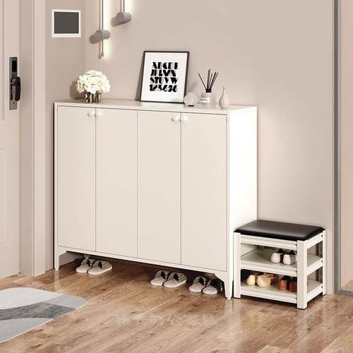 门口鞋柜家用客厅收纳带锁大容量储物柜玄关钢制室外防尘防盗鞋架