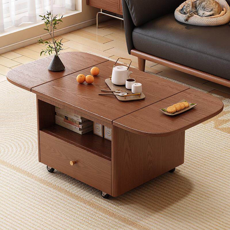 全实木可折叠茶几客厅家用小户型可移动沙发边柜茶桌现代简约茶台