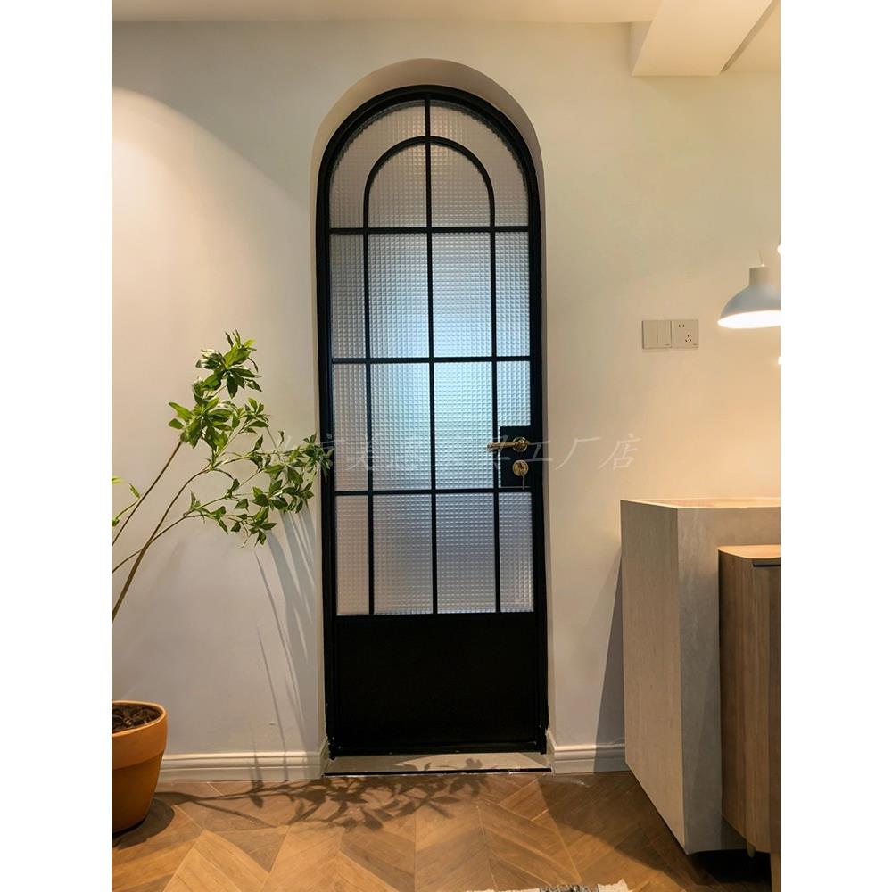 卫生间门极简铝合金门彩色门定制厨房推拉门对开门厕所玻璃拱形门