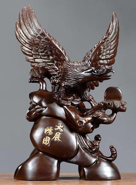 实木鹰饰品家居装饰乌木雕刻展宏鹰客厅办公桌面饰品