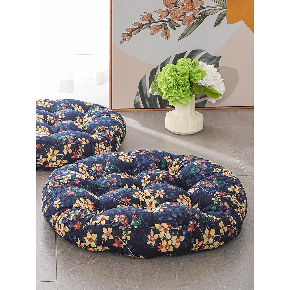 蒲团棉麻坐垫织物加厚圆形榻榻米海湾窗台阳台地板冥想怀旧覆古椅