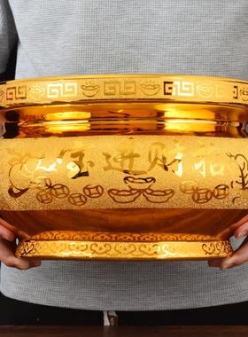 冲积金陶瓷香炉家庭室内佛仙香炉寺庙供奉吸引财富香炉插入香炉碗