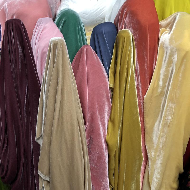 高档纯色丝绒面料桑蚕丝豪华金丝绒面料旗袍连衣裙手工面料