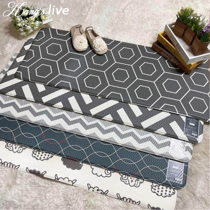 韩国进口厨房垫子儿童防滑PVC双面加厚家用脚垫地垫简约ins风长条