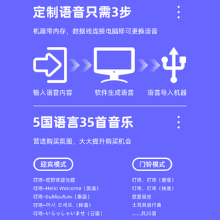 店铺门铃欢迎光临感应器充电池进门迎宾家用语音红外线防盗报警器