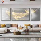 现代轻奢客厅装 饰画抽象鲸鱼沙发背景墙壁三联挂画高级晶瓷镶钻画