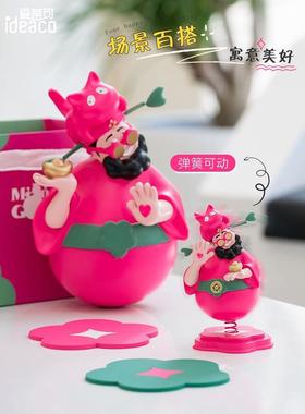 车载摆件四喜财神爷办公室工位桌面家用装饰品摇头汽车开业礼物