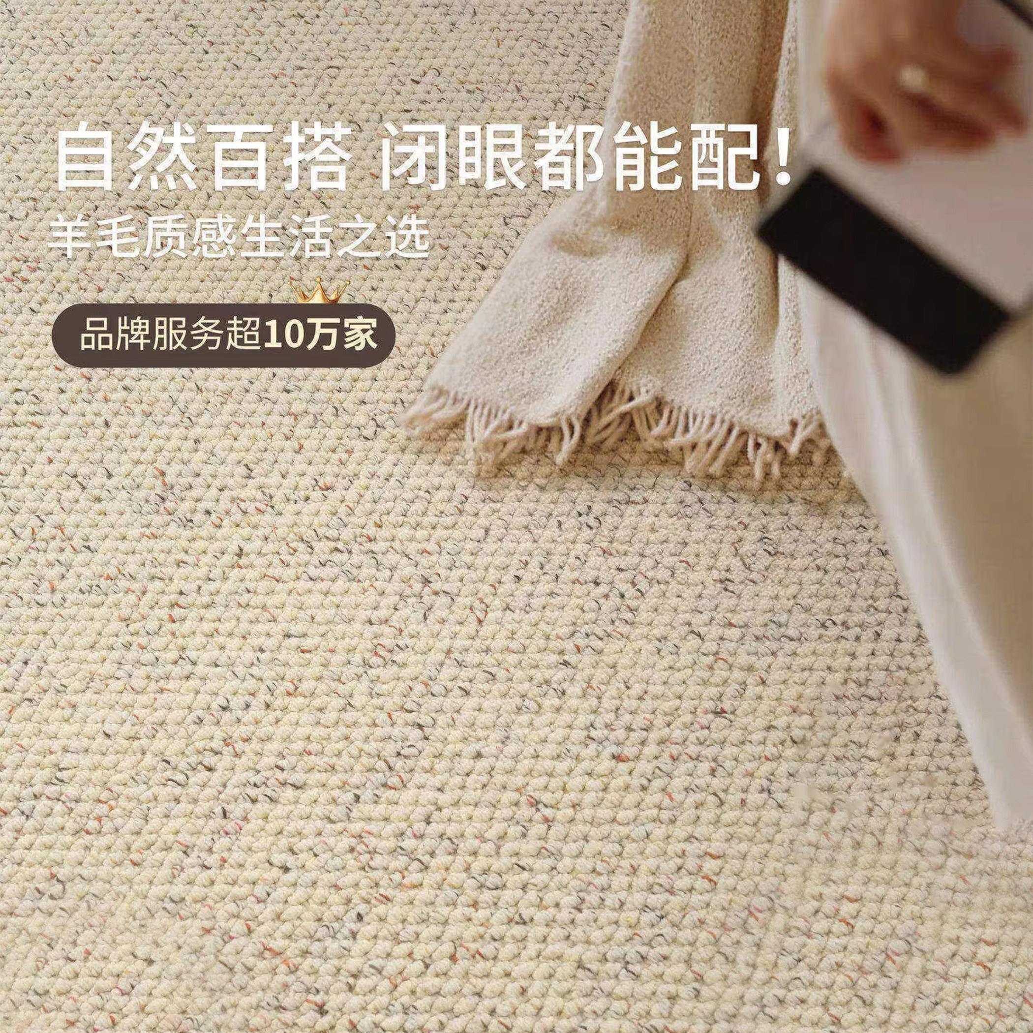 羊毛地毯客厅现代简约轻奢高级感纯色编织毯免洗可擦沙发地垫卧室