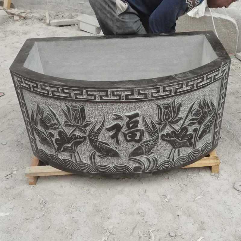 石雕鱼缸壁盆石槽彷古荷花盆流水景观摆件青石鱼池养花室内庭院放