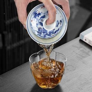 青花瓷三才盖碗泡茶碗陶瓷功夫茶具带盖家用大号茶碗商务礼品茶杯