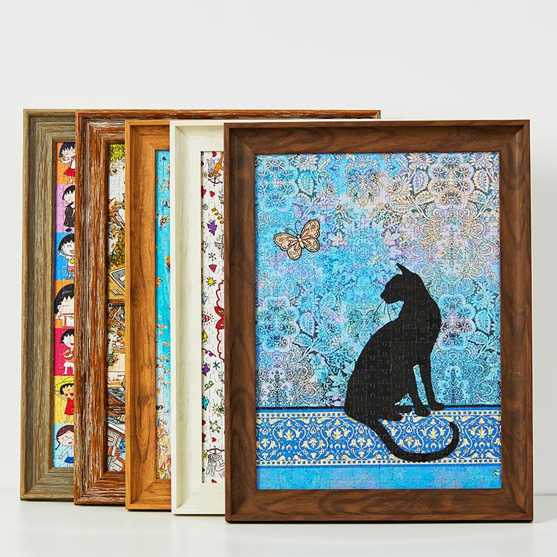 覆古实木拼图框架聚合物泡沫拼图框架1500件1000件拼图框架可以定