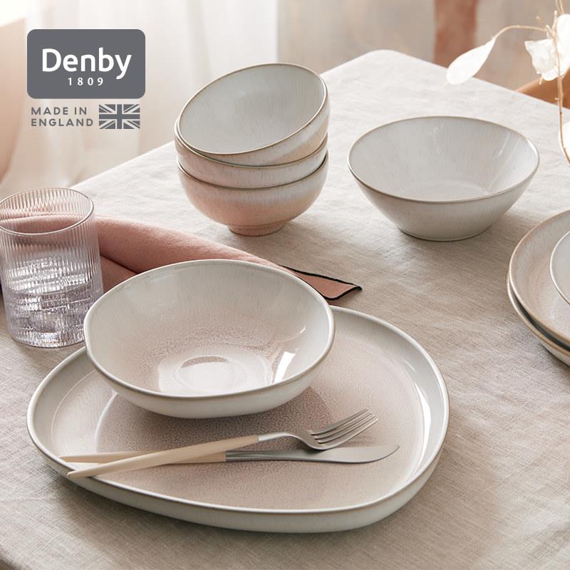denby丹碧英国进口窑迹珊瑚陶瓷盘子家用碗牛排餐盘平盘餐具礼物